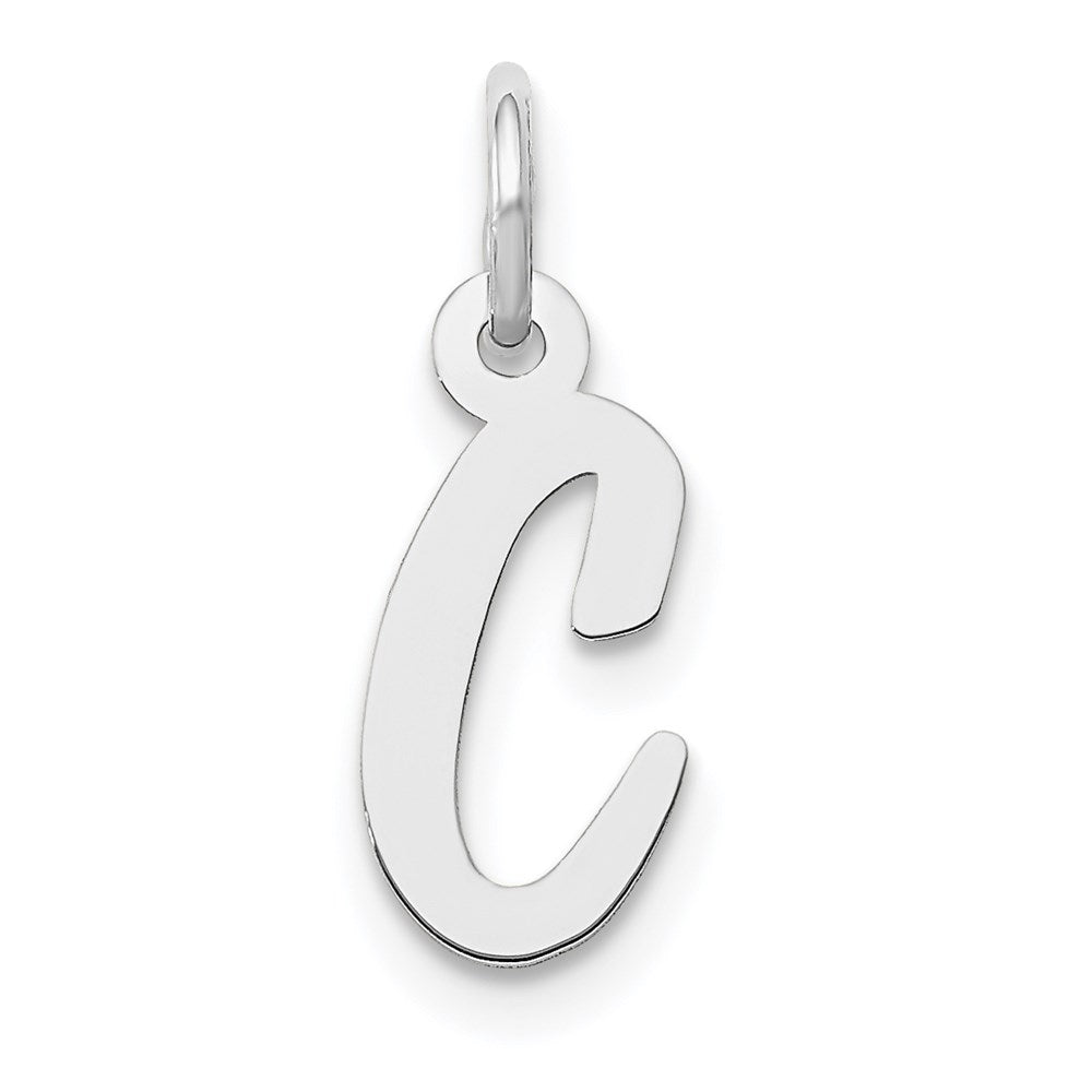 14k White Gold Small Script Letter C Initial Charm - 2