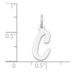 14k White Gold Medium Script Letter C Initial Charm