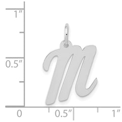 14k White Gold Medium Script Letter M Initial Charm