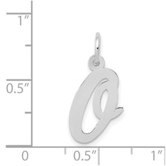14k White Gold Medium Script Letter O Initial Charm