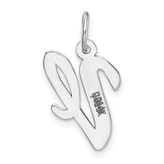 14k White Gold Medium Script Letter V Initial Charm