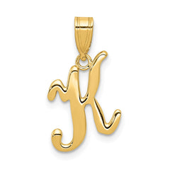 14KY Script Letter K Initial Pendant - 2