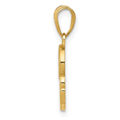 14KY Script Letter R Initial Pendant - 2