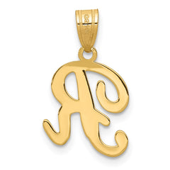 14KY Script Letter R Initial Pendant - 2