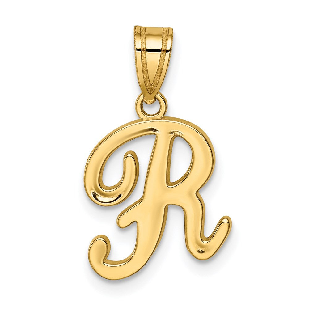 14KY Script Letter R Initial Pendant - 2
