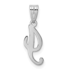 14KW White Gold Script Letter I Initial Pendant - 2
