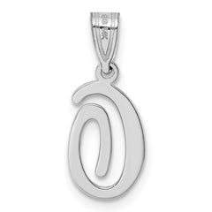 14KW White Gold Script Letter O Initial Pendant - 2
