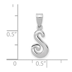 14KW White Gold Script Letter S Initial Pendant - 2