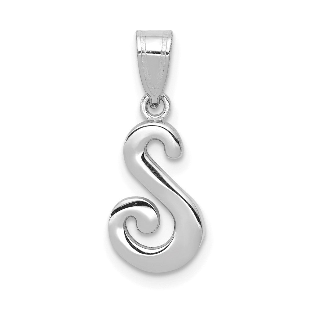 14KW White Gold Script Letter S Initial Pendant - 2