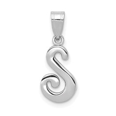 14KW White Gold Script Letter S Initial Pendant - 2