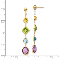 14K Muti-Gemstone Post Earrings