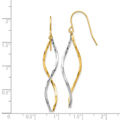 14k Two-tone Twist Dangle Earrings