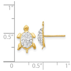 14k Crystal White Turtle Post Earrings