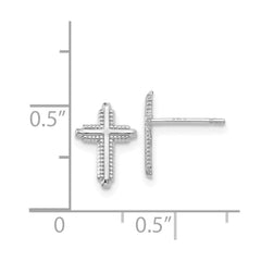 14K White Gold Polished Cross Post Earrings