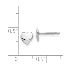 14k White Polished Heart Post Earrings