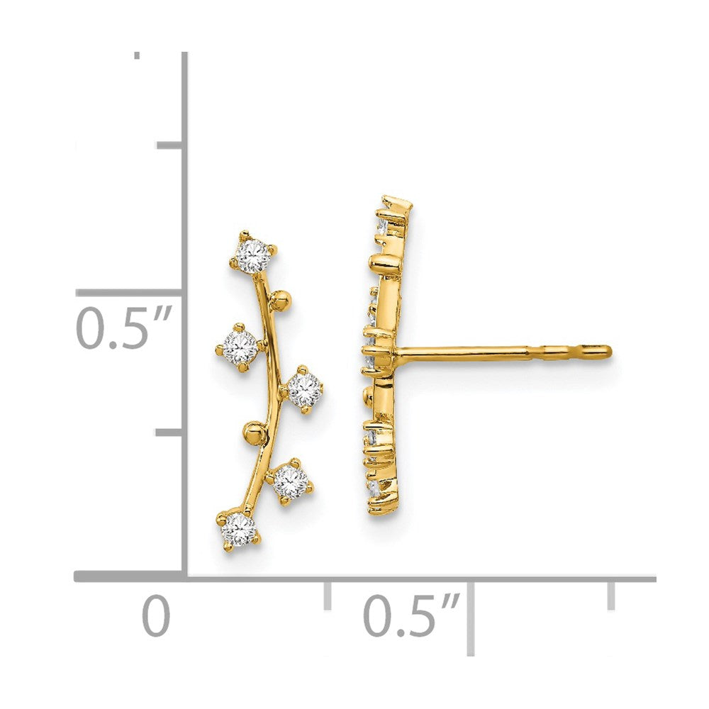 14k Polished Bar CZ Post Earrings