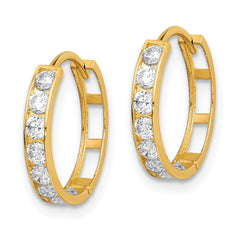 14K CZ Hinged Hoop Earrings - 2
