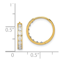 14K CZ Hinged Hoop Earrings - 2