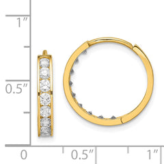 14K CZ Hinged Hoop Earrings - 3