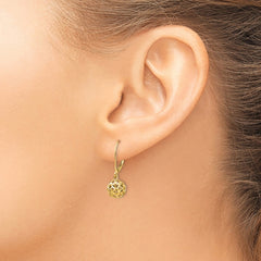 14K Diamond-cut Bead Dangle Leverback Earrings
