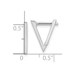 14K White Gold Polished Triangle Hoop Earrings