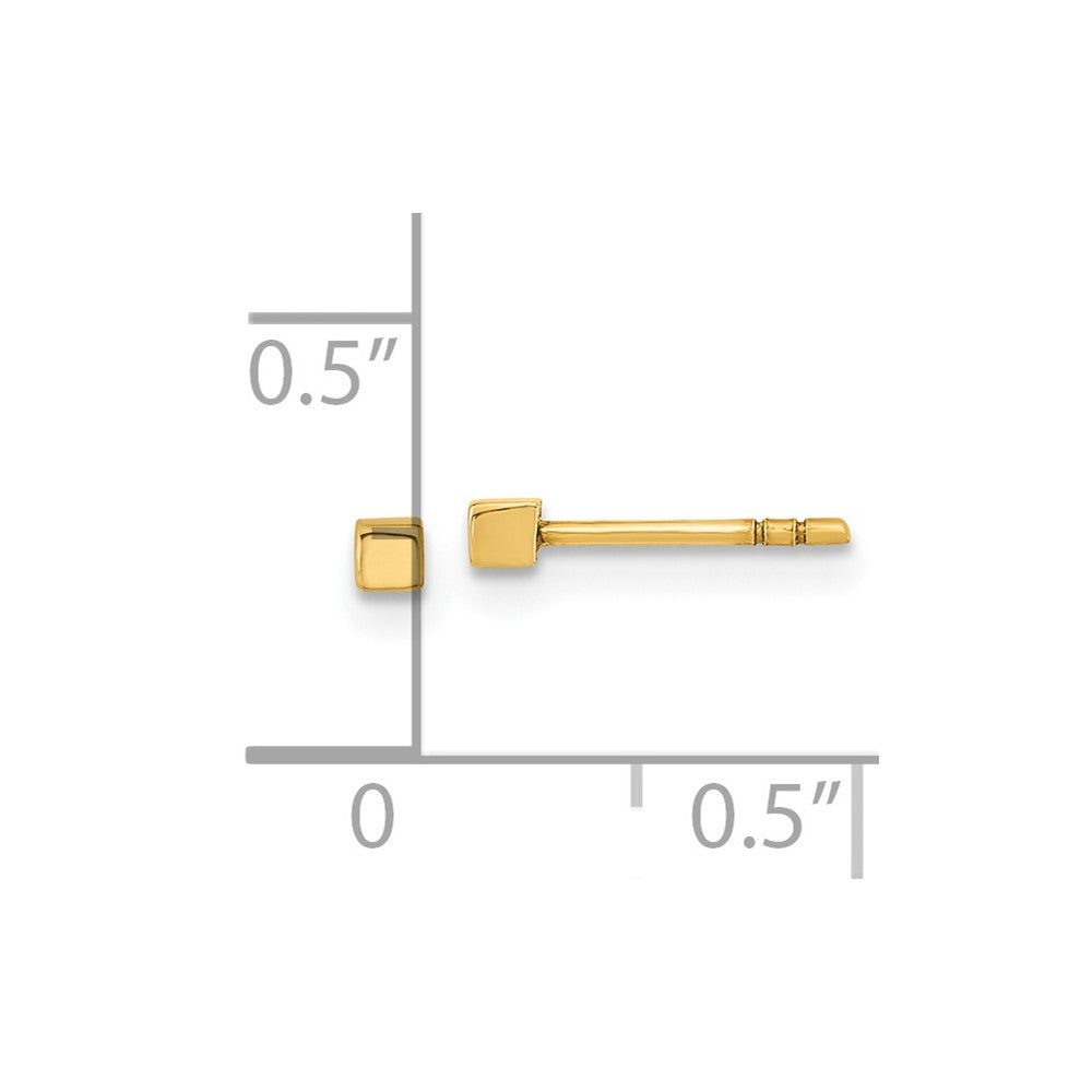 14K Polished Cube Post Earrings - 2