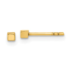 14K Polished Cube Post Earrings - 2