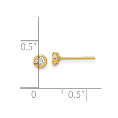 14K Polished Circle Bezel CZ Post Earrings