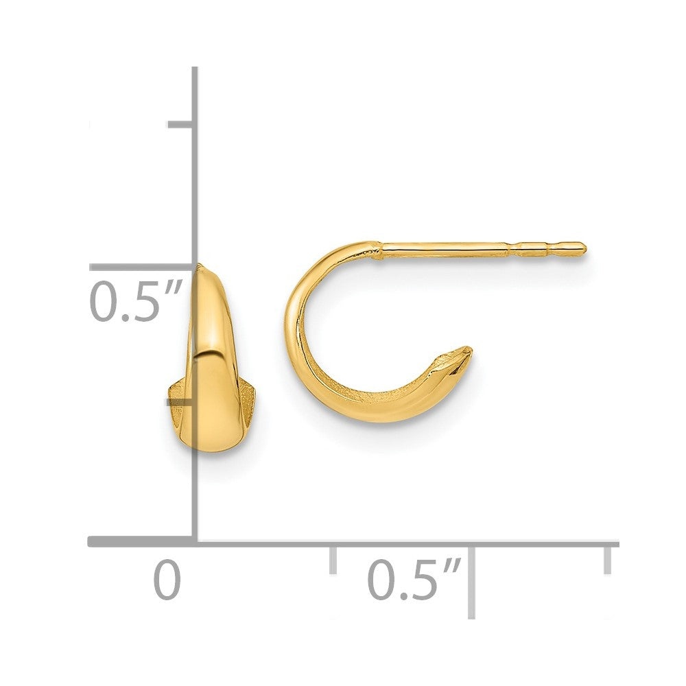 14K Polished Hoop Post Earrings - 3