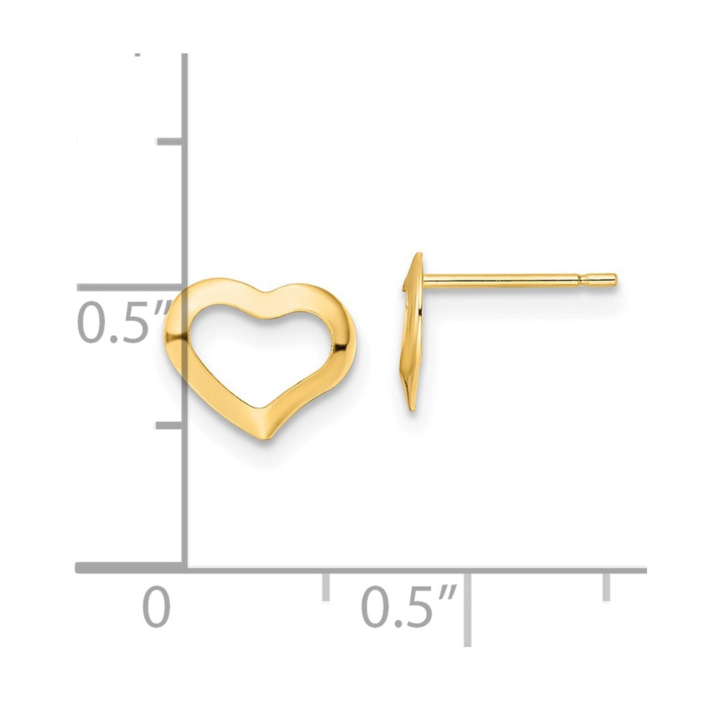 14K Polished Heart Post Earrings - 2