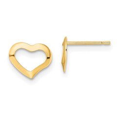 14K Polished Heart Post Earrings - 2
