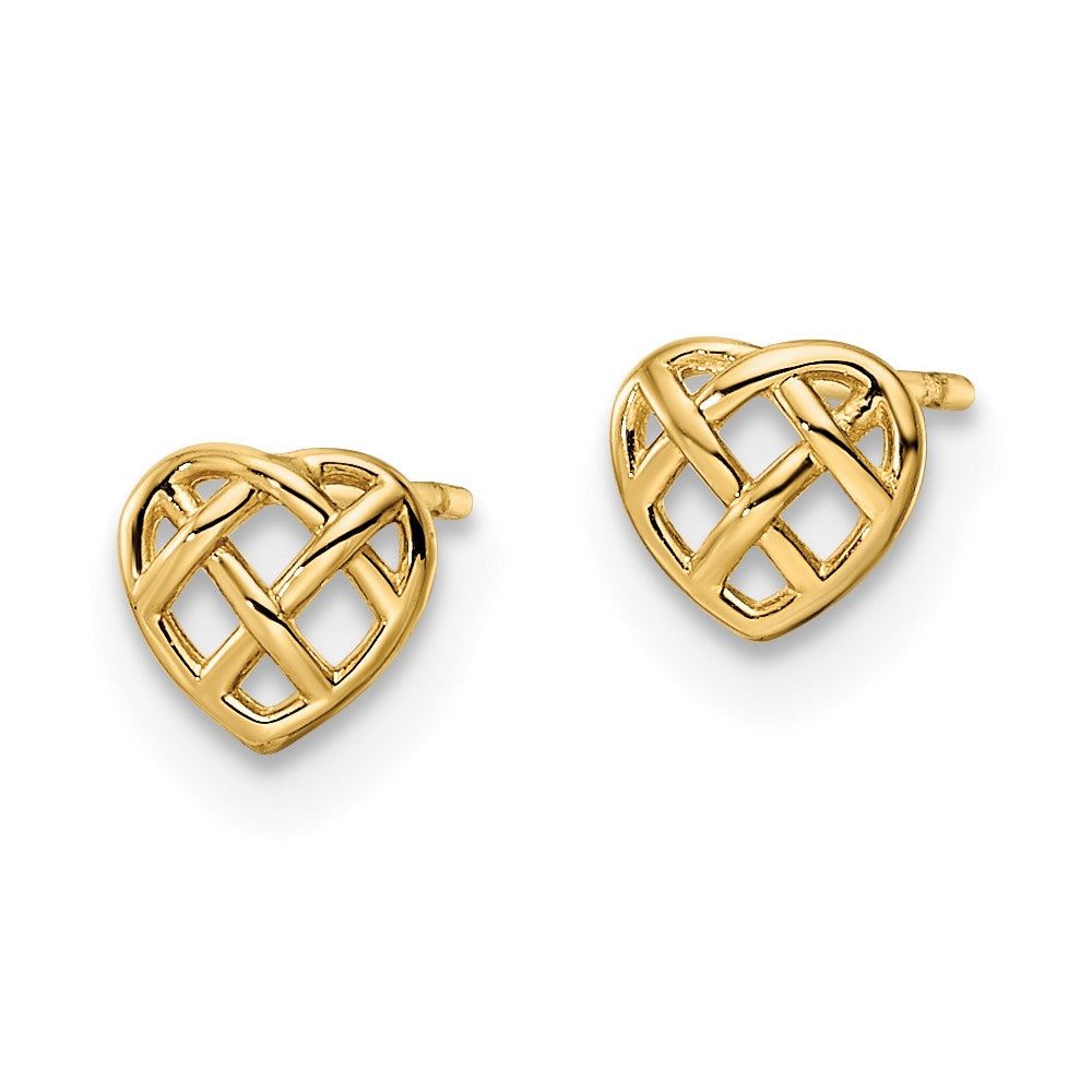 14k Heart Post Earrings - 2