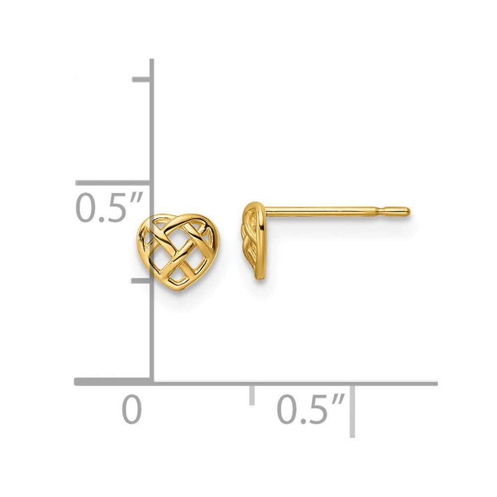 14k Heart Post Earrings - 2