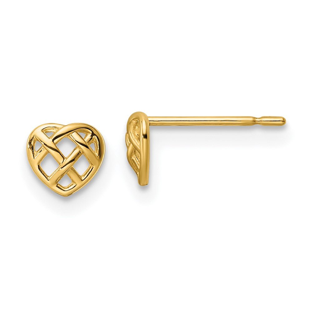 14k Heart Post Earrings - 2