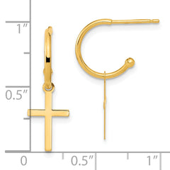14K Polished Cross Dangle Earrings - 2