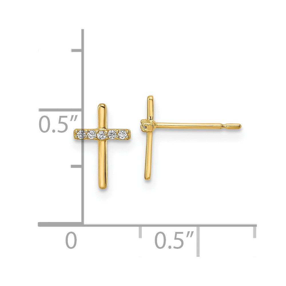 14k CZ Cross Post Earrings - 3