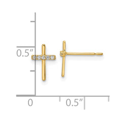 14k CZ Cross Post Earrings - 3