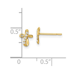 14k CZ Cross Post Earrings