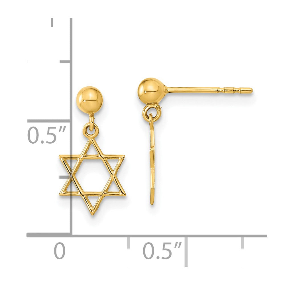 14K Polished Star of David Post Dangle Earrings