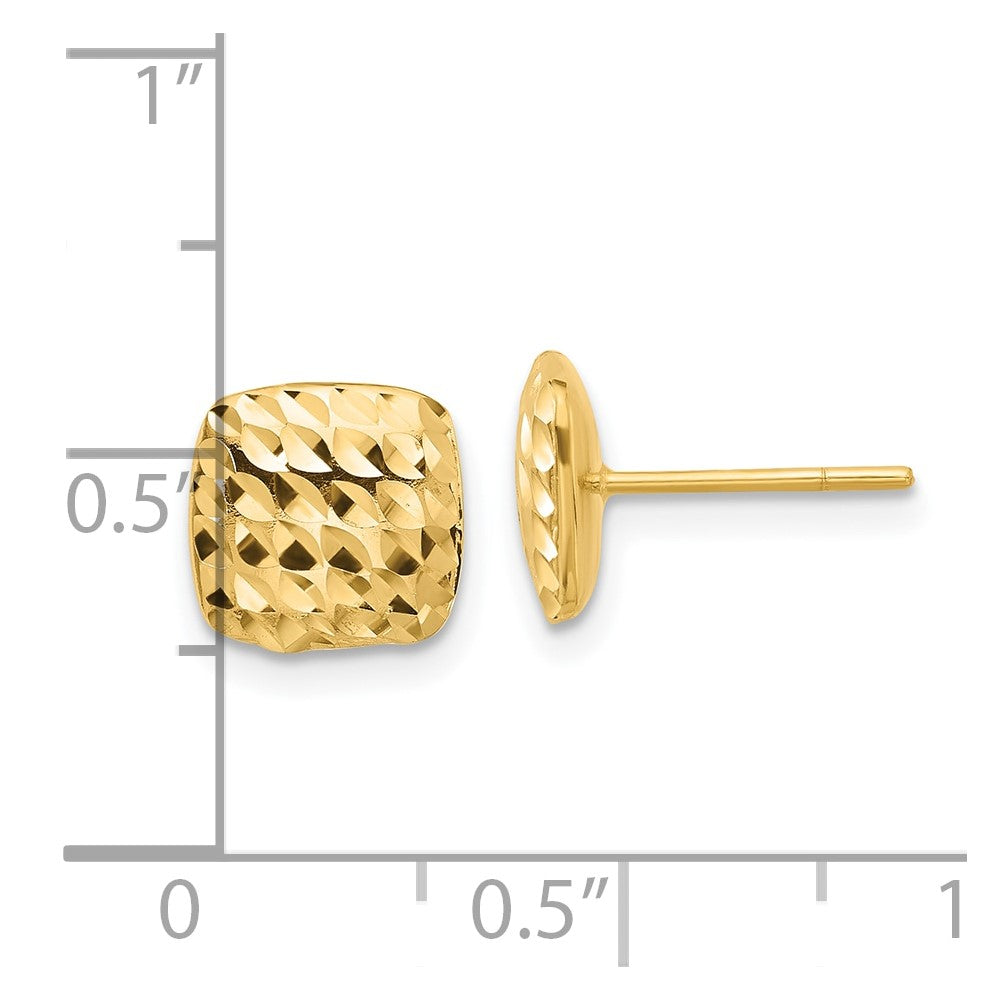 14K Diamond Cut Square Post Earrings
