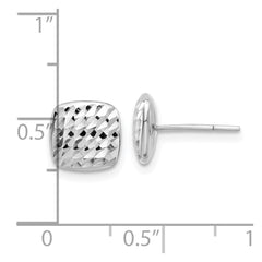 14K White Gold Diamond Cut Square Post Earrings