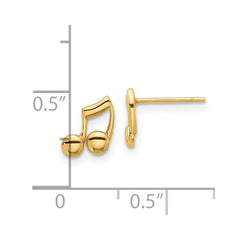 14K Polished Music Notes Post Earrings