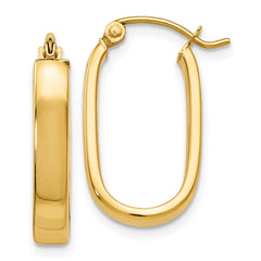 14k Polished 3.5mm Oval Hoop Earrings - 3