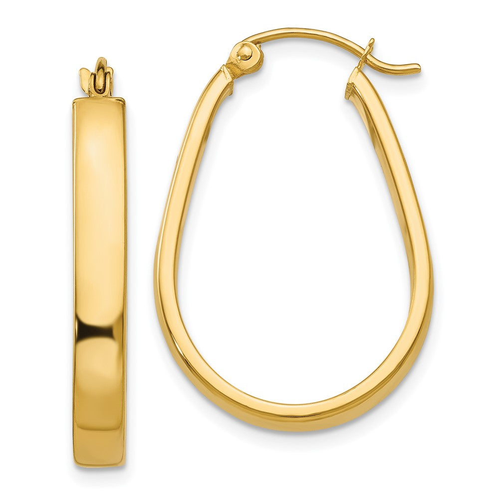 14k Polished 3.5mm Oval Hoop Earrings - 4