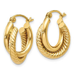 14k Polished Twisted Double Hoop Earrings