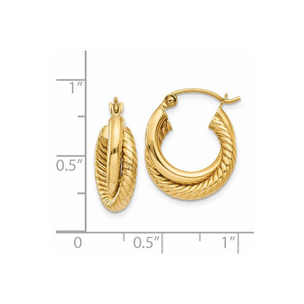 14k Polished Twisted Double Hoop Earrings