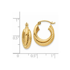 14k Polished Twisted Double Hoop Earrings