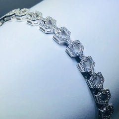 LIV platinum over sterling silver white sapphire pave set tennis bracelet