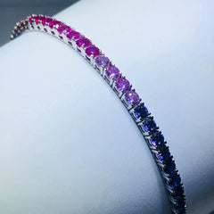 LIV platinum over sterling silver rainbow sapphire tennis bracelet