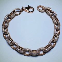 LIV 18k rose gold over sterling silver pave link bracelet